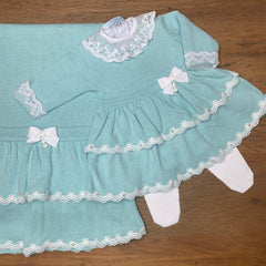 Vestido, Calça e Manta - Saia Dupla - Verdinho com Cristais Swarovski
