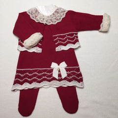 Vestido,  Bolero,  Calça e Manta - Tereza - Red e Natural com Cristais Swarovski