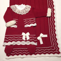 Vestido,  Bolero,  Calça e Manta - Tereza - Red e Natural com Cristais Swarovski
