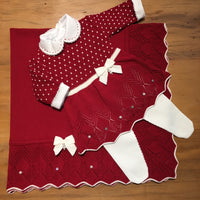 Vestido, Calça e Manta - Casinha - Red com Pérolas e Cristais Swarovski