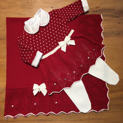 Vestido, Calça e Manta - Casinha - Red com Pérolas e Cristais Swarovski