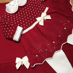 Vestido, Calça e Manta - Casinha - Red com Pérolas e Cristais Swarovski