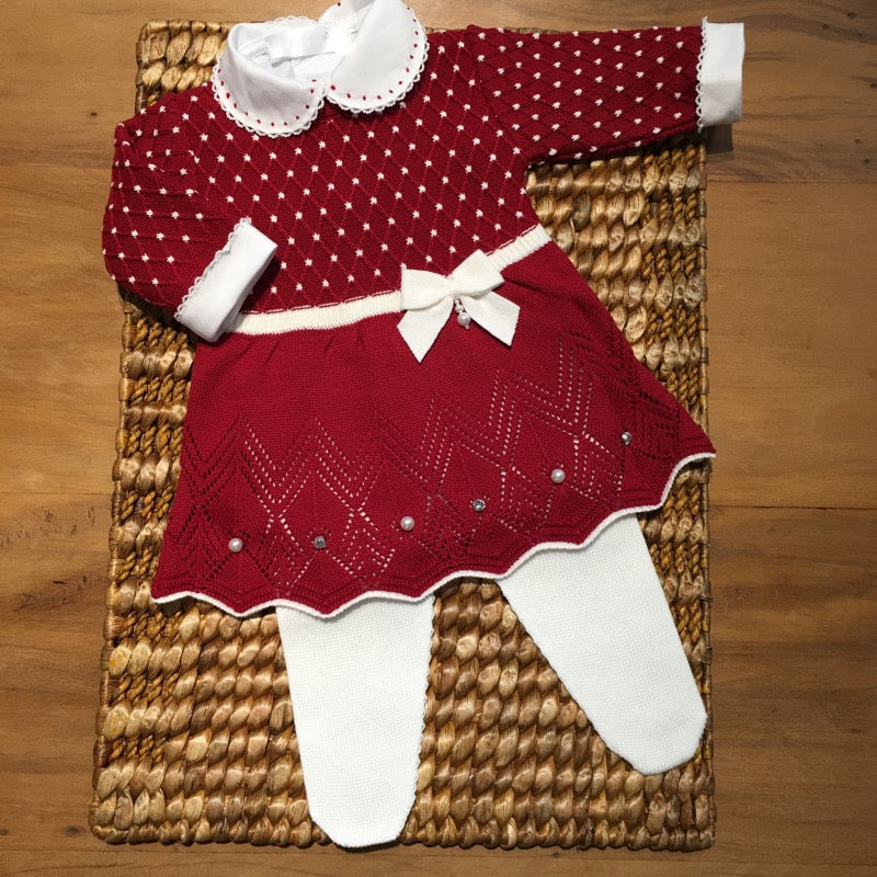 Vestido e Calça - Casinha - Red com Pérolas e Cristais Swarovski