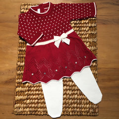 Vestido e Calça - Casinha - Red com Pérolas e Cristais Swarovski