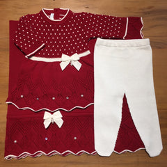 Vestido, Calça e Manta - Casinha - Red com Pérolas e Cristais Swarovski