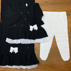 Vestido. Calça e Manta - Alicia - Preto com Pérolas Swarovski