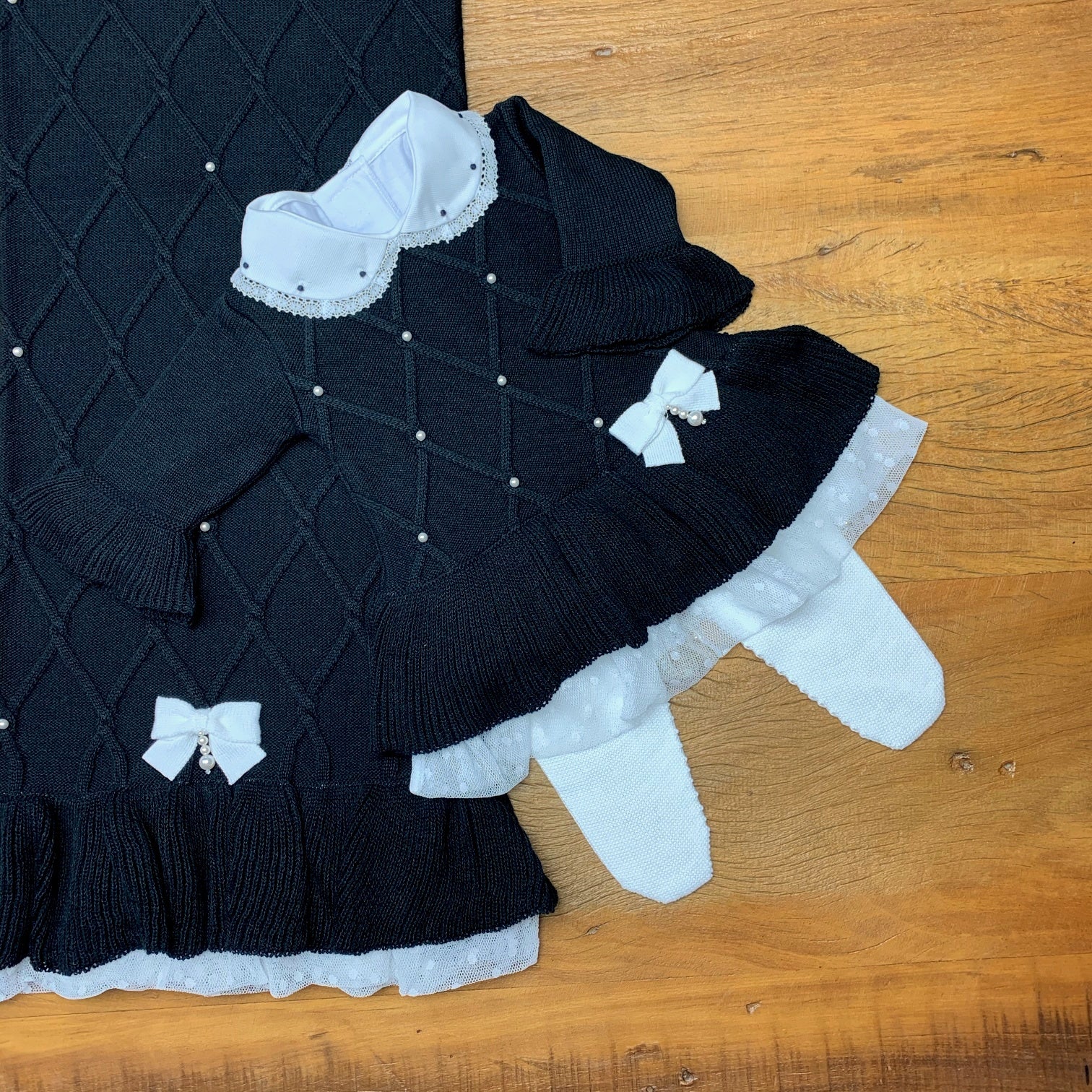 Vestido. Calça e Manta - Alicia - Preto com Pérolas Swarovski