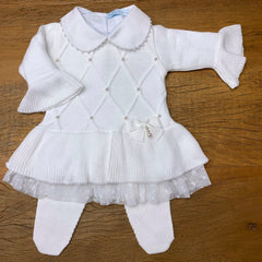 Vestido, Calça e Manta - Alicia - Branco com Pérolas Swarovski