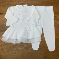 Vestido, Calça e Manta - Alicia - Branco com Pérolas Swarovski