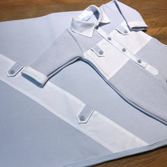 Macacão e Manta - Tricotil - Lucca - Azul Pó e Branco