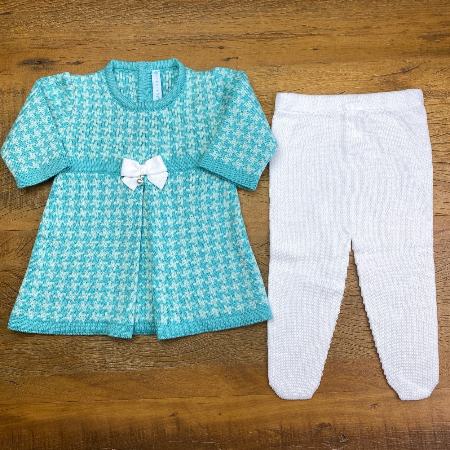 Vestido e Calça - Pied Poule - Tiffany e Verdinho com Pérolas Swarovski