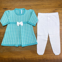 Vestido e Calça - Pied Poule - Tiffany e Verdinho com Pérolas Swarovski