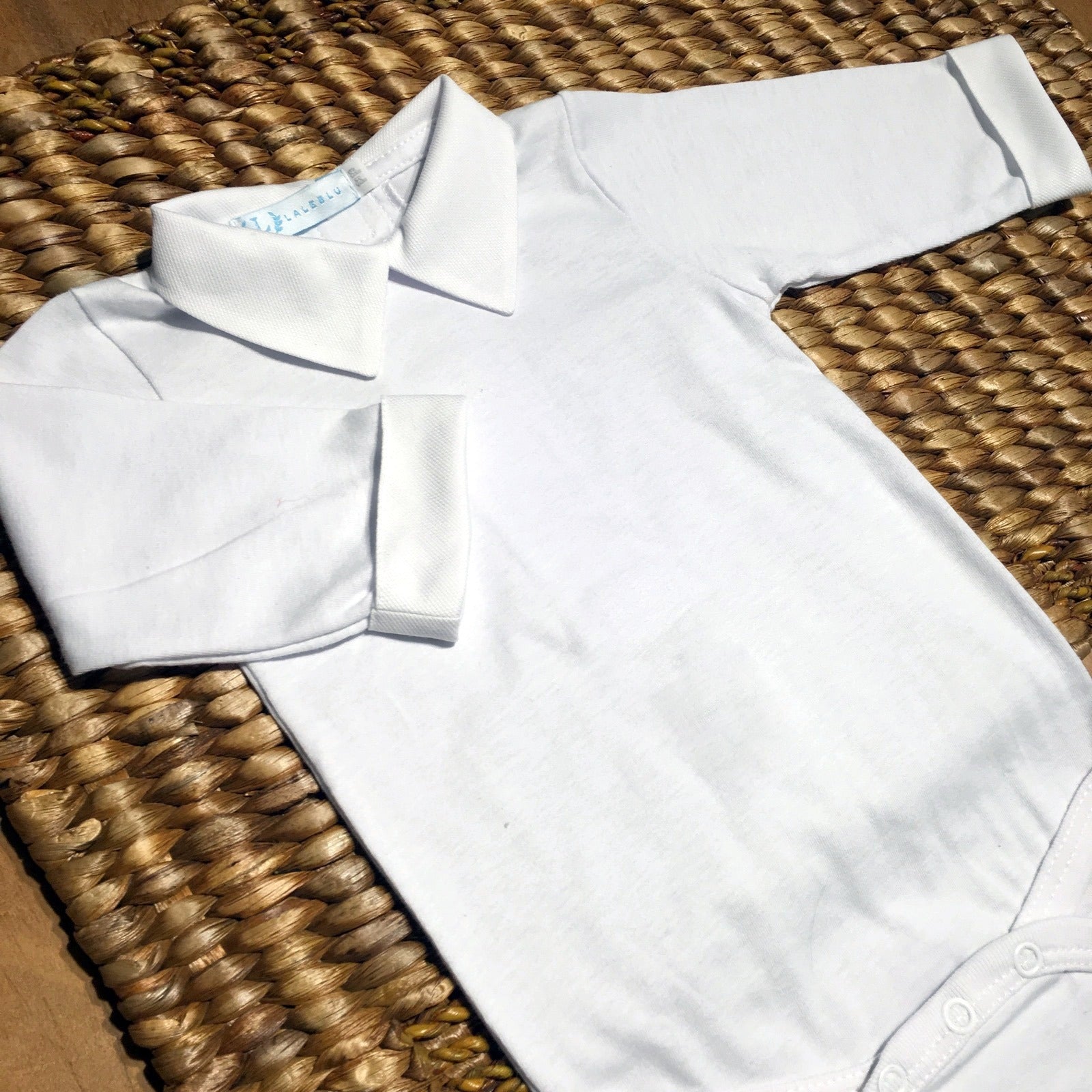 Body com Gola - Branco Liso com Punho
