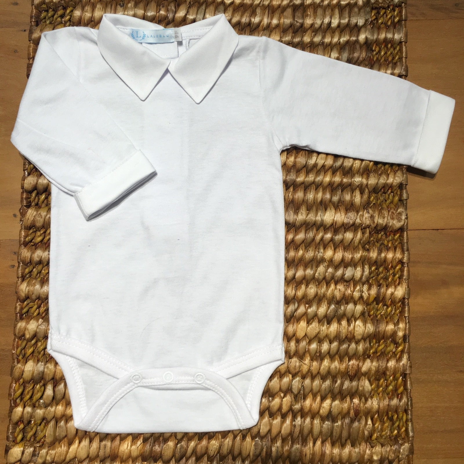 Body com Gola - Branco Liso com Punho