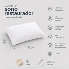 Travesseiro para Bebê 100% Látex Natural com Capa em Algodão – Conforto e Frescor