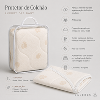Protetor de Colchão Impermeável para Berço em Viscose de Bambu – Luxury Pad Baby