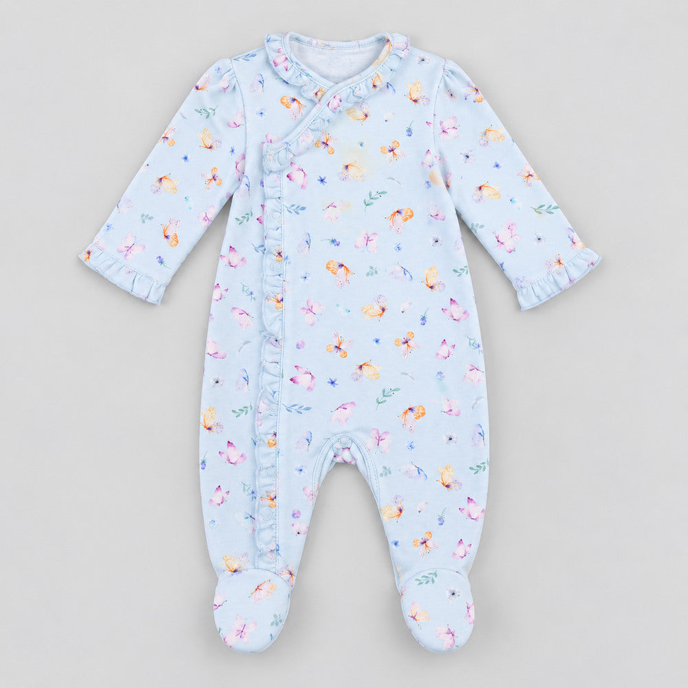 Macacão butterfly azul em algodão egípcio para bebê - Laleblu