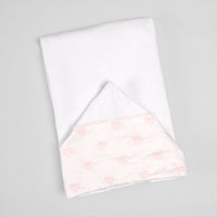 Toalha de Banho com Capuz e Fralda - Coração - Rosa