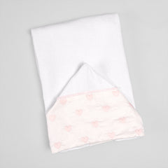Toalha de Banho com Capuz e Fralda - Coração - Rosa