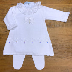 Vestido e Calça - Karina - Branco com Cristais e Pérolas Swarovski