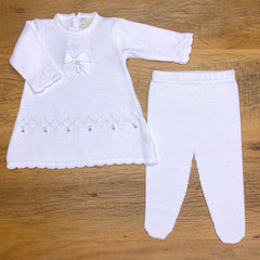 Vestido e Calça - Karina - Branco com Cristais e Pérolas Swarovski