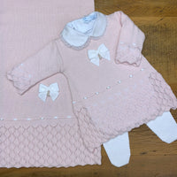 Vestido. Calça e Manta - Bárbara - Rosa Pastel com Pérolas e Cristais Swarovski