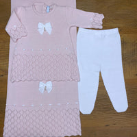 Vestido. Calça e Manta - Bárbara - Rosa Pastel com Pérolas e Cristais Swarovski