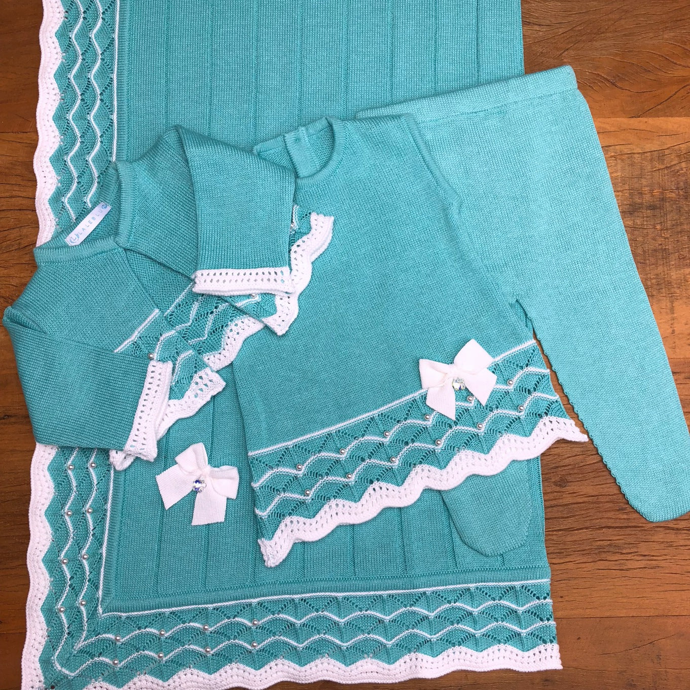 Vestido,  Bolero,  Calça e Manta - Tereza - Tiffany com Cristais Swarovski