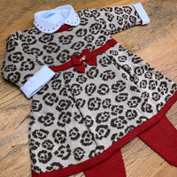 Vestido e Calça - Oncinha - Amêndoa e Red com Pérolas Swarovski