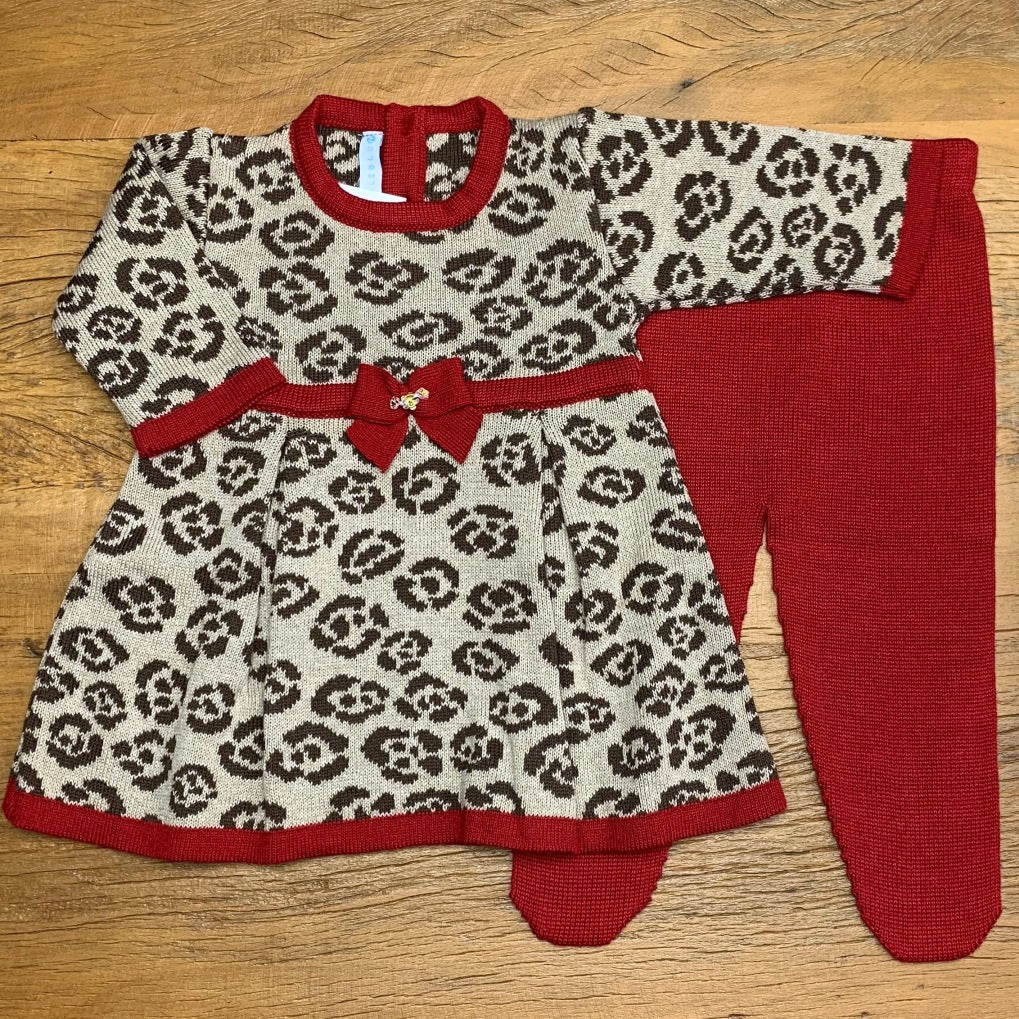 Vestido e Calça - Oncinha - Amêndoa e Red com Pérolas Swarovski