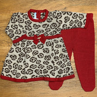 Vestido e Calça - Oncinha - Amêndoa e Red com Pérolas Swarovski