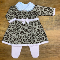Vestido e Calça - Oncinha - Amêndoa e Rosa Pastel com Pérolas Swarovski