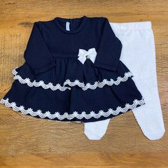 Vestido e Calça - Saia Dupla - Profundo com cristais Swarovski