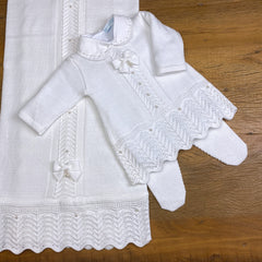 Vestido, Calça e Manta - Domitila - Branco com Pérolas e Cristais Swarovski