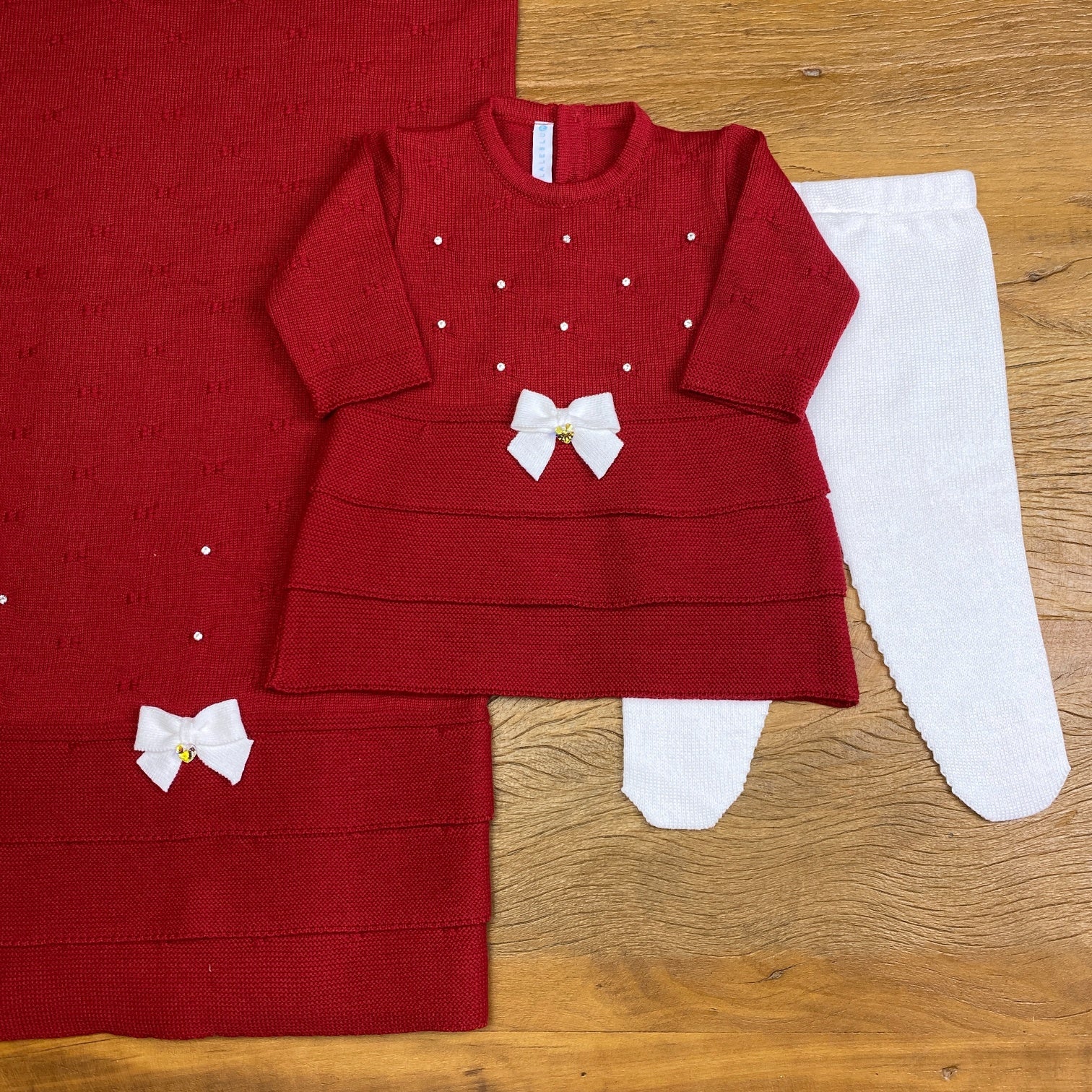 Vestido. Calça e Manta - Luíza - Red com Cristais Swarovski