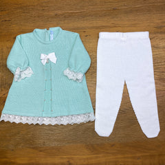Vestido e Calça - Rendinha - Verdinho com Pérolas e Cristais Swarovski