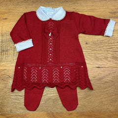 Vestido e Calça - Domitila - Red com Pérolas e Cristais Swarovski