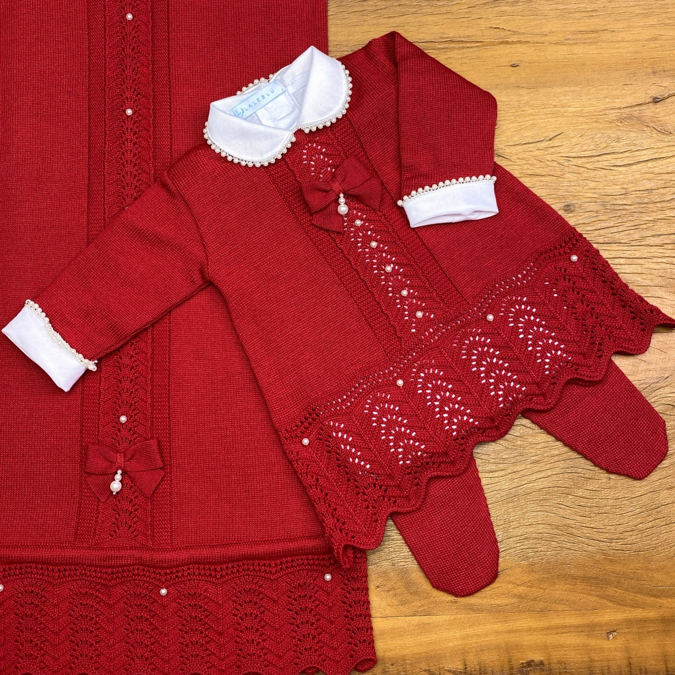 Vestido, Calça e Manta - Domitila - Red com Pérolas e Cristais Swarovski