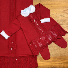 Vestido, Calça e Manta - Domitila - Red com Pérolas e Cristais Swarovski