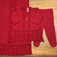 Vestido, Calça e Manta - Domitila - Red com Pérolas e Cristais Swarovski