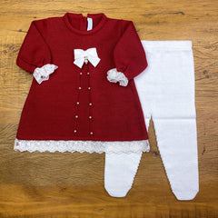 Vestido e Calça - Rendinha - Red com Pérolas e Cristais Swarovski