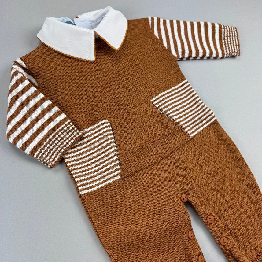 Macacão - Gabriel - Caramelo e Branco