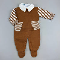 Macacão - Gabriel - Caramelo e Branco