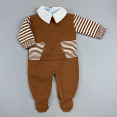 Macacão - Gabriel - Caramelo e Branco