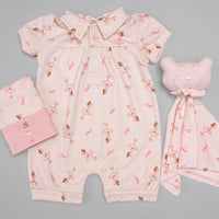 Macacão Zíper - Curto - Algodão Egípcio - Laço Bailarina - Rosa