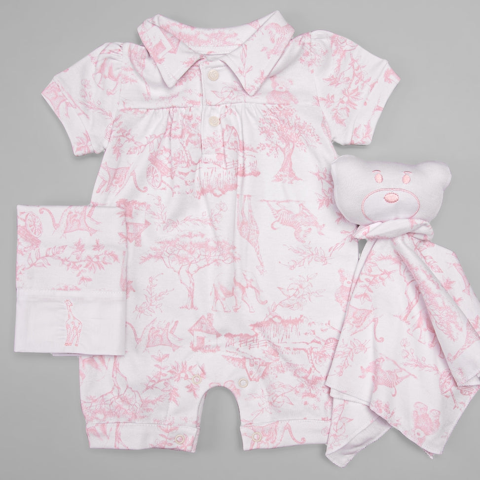 Macacão Zíper - Curto - Algodão Egípcio - Toile Du Jour - Rosa