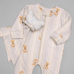 Naninha em Algodão Egípcio - Listado Urso Azul