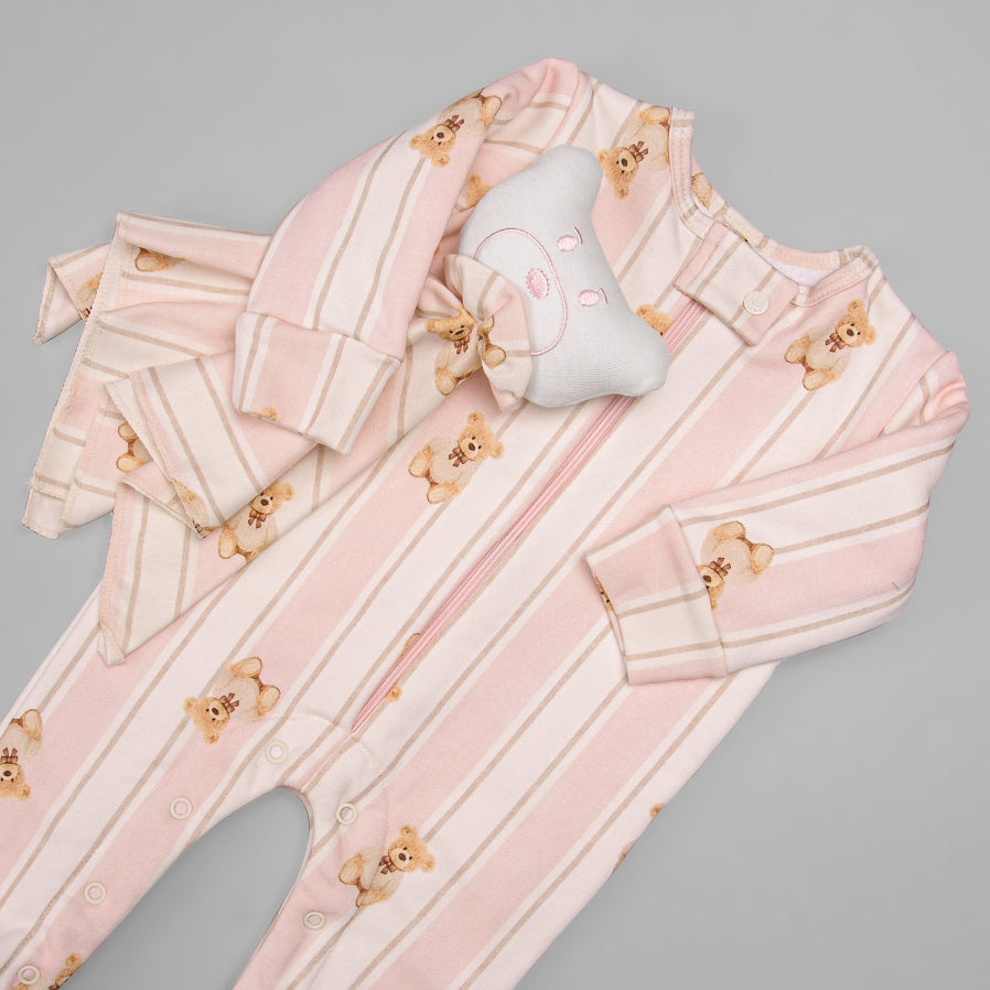 Naninha em Algodão Egípcio - Listado Ursa Rosa