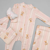 Fralda Boca - Algodão Egípcio - Listado Ursa Rosa