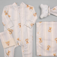 Fralda Boca - Algodão Egípcio - Listado Urso Azul